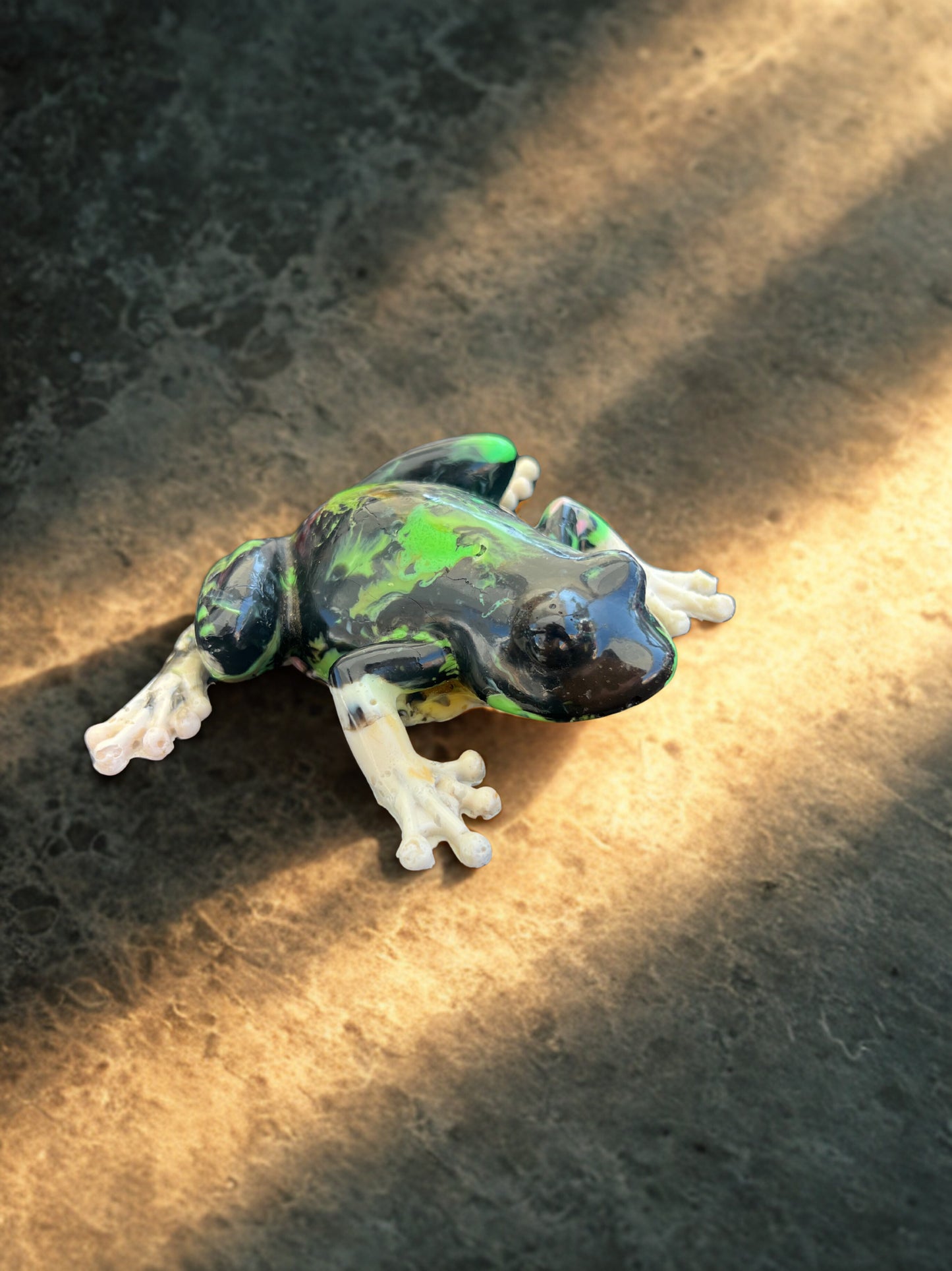 Black and Lime Slime Frog (recycled PLA filament)