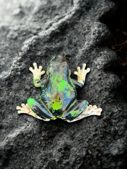 Black and Lime Slime Frog (recycled PLA filament)