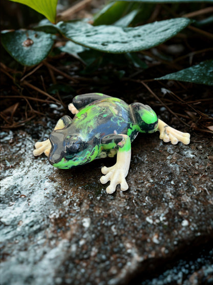 Black and Lime Slime Frog (recycled PLA filament)